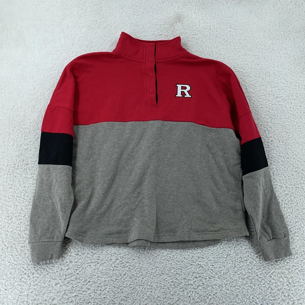 Rutgers Scarlet Knights Sweatshirt Womens Medium NCAA Quarter Snap Colosseum